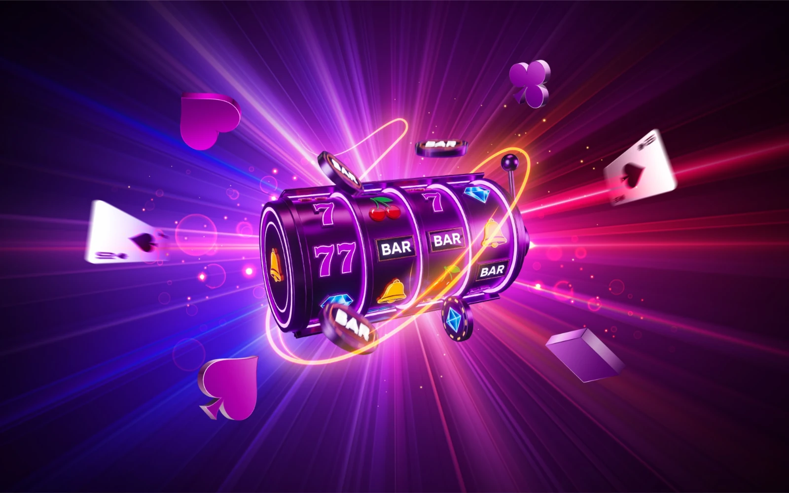 ภาพเกมสล็อตที่แสดงรีลและสัญลักษณ์โบนัส